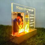 Gugan's Personalized Photo Lamp for Couple – Custom Acrylic LED Night Light with DIY Message Bottle | Marriage & Anniversary Gift | Romantic Décor | Write Your Own Message (Model 1)