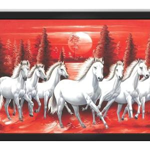 Running 7 Horses Photo Frame | Horses Vastu Sparkle | Ideal for Home Design, Wall Decor Engineered Wood For Living Room, Bedroom 13x19 Inches (3-711R- 7HOR)