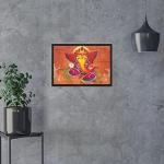 Lord Ganesh Ji Engineered Wood Photo Frame | Pooja Room, Temple/Mandir, Entry Door (13x9 Inch) | God Ganesha Wall Handing Frame for Home Decoration Gift | Ready to Hang Frame Decorative