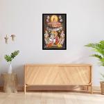 Shree Ram Sita Hanuman ji Engineered Wood Multicolor Photo Frame With Black Border | Wall Hanging Religious Ram Darbar Photo Frame For Temple/Mandir, Worship, Pooja Room (Design-5)