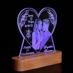 Acrylic Heart Shape 3D Illusion Photo LED Lamp |Color - Blue, 8x6 Inch| Customized, Personalized with Photo, Name | Best Gift for Wedding, Anniversary, Valentine Day for Husband Wife Couple