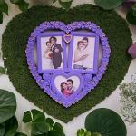 Heart Shaped Wall Hanging Collage Photo Frame for Wall Decoration, Bedroom, Living Room, Hall | Color - Lavender, (35x35 cm)| Best Gift for Couple, Valentine's Day, Wedding Anniversary