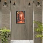 Lord Buddha Engineered Wood Photo Frames For Worship | Color - Gold (13x9 Inch) | Portrait Wall Decoration Photo Frame For Home, Living Room | Suitable For Tabletop and Wall Mount