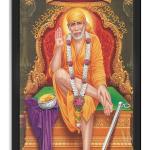 Sai Baba Engineered Multicolour Wooden Photo Frame | Worship/Pooja Wall Mount Shirdi Sai Baba Photo | Home Pooja Room, Temple, House Warming Gift | 13x19 Inch