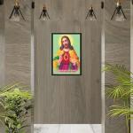 Jesus Christ Engineered Multicoloured Wooden Photo Frames for Worship | landscape Wall Decoration | Home Living Room Decor | Tabletop and Wall mount | 13x9 Inches (115-Jesus)