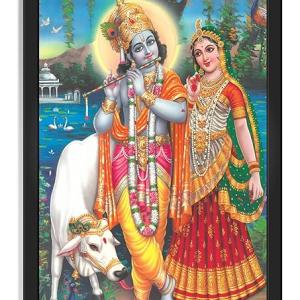 Devi Radha Krishna Engineered Wood Photo Frames | for Home Pooja Room | Multicolor 13x19 Inches