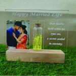 Gugan's Personalized Photo Lamp for Couple – Custom Acrylic LED Night Light with DIY Message Bottle | Marriage & Anniversary Gift | Romantic Décor | Write Your Own Message (Model 1)