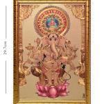 Lord Ganesh Ji Engineered Wood Photo Frame For Pooja Room, Temple, Mandir | Color - Gold (13x9 Inch) | God Ganesha Wall Handing Photo Frame For Wall or Home Decoration | Ready to Hang Frame