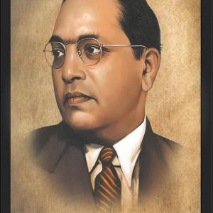 Dr. Bhim Rao Ambedkar Attractive Wall Hanging Engineered Wood Portrait Photo Frame (13x9 Inch) With Black Border Home Decor Spiritual Wall Hanging Frame | Ready to Hang Frame Decorative