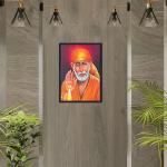 Lord Saibaba Sainath Engineered Wood Photo Frames For Worship | Color - Black (13x9 Inch)