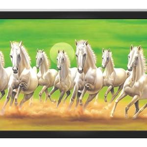 Running 7 Horses Photo Frame | Horses Vastu Sparkle | Ideal for Home Design, Wall Decor Engineered Wood For Living Room, Bedroom 13x19 Inches (5-590- 7HOR)