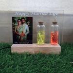 Gugan's Personalized Photo Lamp for Couple – Custom Acrylic LED Night Light with DIY Message Bottle | Marriage & Anniversary Gift | Romantic Décor | Write Your Own Message (Model 3)