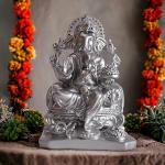 Decorative Lord Ganesha Idol Statue Showpiece Figurine | Color - Silver, Size - 15x10 cm (Resin) | Decoration Item for Home Decor, Office, Living Room, Pooja Room, Temple, House Warming Gift