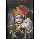 Lord Bal Krishna Religious Engineered Wood Multicolor Photo Frame | 13x19 Inches | Worship/Pooja Wall Mount Krishna/Kanhaiya Photo Frame For Pooja Room, Temple, House Warming Gift