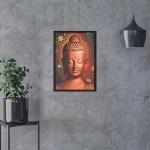 Lord Buddha Engineered Wood Photo Frames For Worship | Color - Gold (13x9 Inch) | Portrait Wall Decoration Photo Frame For Home, Living Room | Suitable For Tabletop and Wall Mount