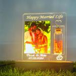 Gugan's Personalized Photo Lamp for Couple – Custom Acrylic LED Night Light with DIY Message Bottle | Marriage & Anniversary Gift | Romantic Décor | Write Your Own Message (Model 2)