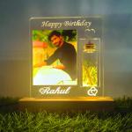 Gugan's Gifts Personalized Photo Lamp for Birthday – Custom Acrylic LED Night Light with Message Bottle(DIY)- Write Your own (Model 1)