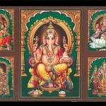 5 Hindu God Photo Frame (13x19 inch)| Five God Photo in One Frame | Lord Ganesha, Tirupati Balaji, Murugan With Valli and Devasena, Goddess Lakshmi & Saraswati