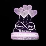 Acrylic 3D Illusion Multicolor Touch LED Lamp | Customized Name | Best Gift for Wedding, Anniversary, Birthday, Valentine's Day for Husband Wife Couple Girlfriend Boyfriend (Design 01)