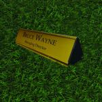 Gugan's Aluminum Desk Name Plate – Personalized Office Name Sign with Holder, Modern Desk Décor for Professionals, Boss, and Executives- Double Side (12 x 3 Inches) (Gold, Gold)