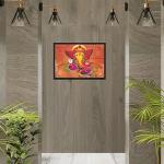 Lord Ganesh Ji Engineered Wood Photo Frame | Pooja Room, Temple/Mandir, Entry Door (13x9 Inch) | God Ganesha Wall Handing Frame for Home Decoration Gift | Ready to Hang Frame Decorative