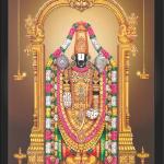 Lord Tirupati Balaji Engineered Wood Religious Photo Frame For Pooja | Color - Gold (13x9 inches) | Lord Venkateswara Swamy Wall Frame For Worship, Pooja Room, Mandir, Temple