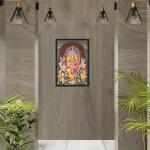 Devi Lakshmi Narasima Swamy Lord Narsingh Bhagwan Wall Photo Framed for Home Decor | Pooja Room | Narsingh, Narasingha, Narsimha, Narasimhar, Prahlad Ready to Hang Wall Mount