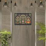 Tirupati Venkateswara Swamy (Balaji) with Padmavati & Lakshmi Devi Wall Photo Framed for Home Decor, Worship Pooja/Temple Room | Ready to Hang Wall Mount