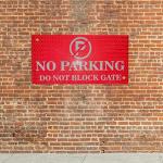 No Parking Signage with Self Adhesive | For Hospital, Shops, Mall, Office, Schools, Clinic, Factory, Restaurant, Garden | Sign Board Sticker (No parking In Front of Gate)