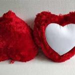 Gifts Personalized Heart Shape Fur Cushion Pillow Cushion with Photo | Gift for All Occasions | 16 x 16 Inches (Red Heart)