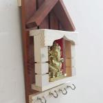 Wooden Wall Mount Key Holder with Ganesha