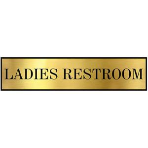 Customized Lady sign Board For Restroom Toilet Washroom With Gold Acrylic | Signage for Office, Hospitals, Colleges, Supermarket | Engraved Silver Acrylic Sheet 12 X 3 Inches