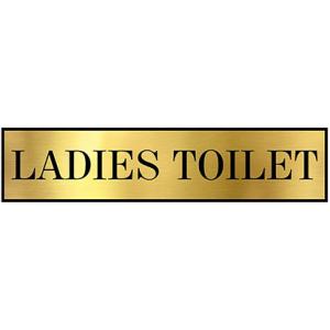 Sign Restroom Toilet Washroom ABS Plastic Self Adhesive Signboard Signage for Office, Hospitals, Colleges, Supermarket | Engraved Golden Acrylic Sheet (12 X 3 Inches) (Ladies Toilet)) (Gold)