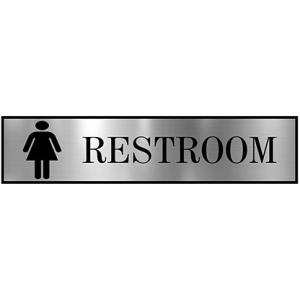 Customized Lady sign Board For Restroom Toilet Washroom With Silver Acrylic | Signage for Office, Hospitals, Colleges, Supermarket | Engraved Silver Acrylic Sheet 12 X 3 Inches