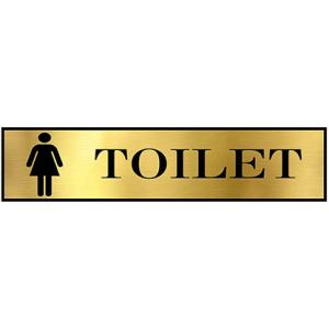 Customized Lady sign Board For Restroom Toilet Washroom With Gold Acrylic | Signage for Office, Hospitals, Colleges, Supermarket | Engraved Silver Acrylic Sheet 12 X 3 Inches