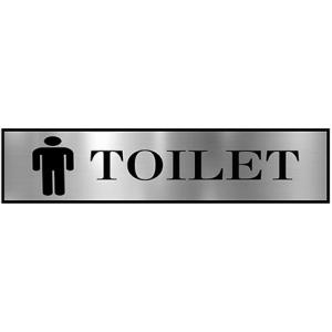 Sign Restroom Toilet Washroom ABS Plastic Self Adhesive Signboard Signage for Office, Hospitals, Colleges, Supermarket | Engraved Acrylic Sheet (12 X 3 Inches) (Men Sign Toilet) (Silver)