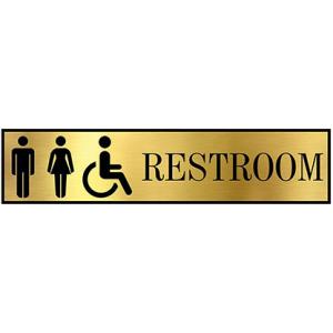 Customized Sign Board For Restroom Toilet Washroom With Golden Acrylic | Signage for Office, Hospitals, Colleges, Supermarket | Engraved Golden Acrylic Sheet 12 X 3 Inches