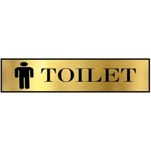 Sign Restroom Toilet Washroom ABS Plastic Self Adhesive Signboard Signage for Office, Hospitals, Colleges, Supermarket | Engraved Acrylic Sheet (12 X 3 Inches) (Men Sign Toilet) (Gold)