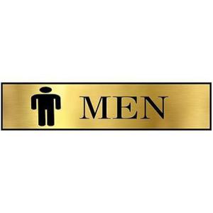 Customized Man With sign Board For Restroom Toilet Washroom With Gold Acrylic | Signage for Office, Hospitals, Colleges, and Supermarket | Engraved Gold Acrylic Sheet 12 X 3 Inches