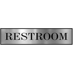 Sign Restroom Toilet Washroom ABS Plastic Self Adhesive Signboard Signage for Office, Hospitals, Colleges, Supermarket | Engraved Golden Acrylic Sheet (12 X 3 Inches) (Restroom)(Silver)