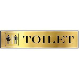 Sign Restroom Toilet Washroom ABS Plastic Self Adhesive Signboard Signage for Office, Hospitals, Colleges, Supermarket | Engraved Acrylic Sheet (12 X 3 Inches) (Unisex Toilet) (Gold)