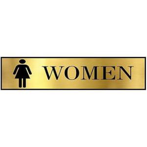 Customized Women's sign Board For Restroom Toilet Washroom With Gold Acrylic | Signage for Office, Hospitals, Colleges, and Supermarket | Engraved Gold Acrylic Sheet 12 X 3 Inches