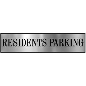 Parking Signs with Self Adhesive Signboard Signage for Office, Hospitals, Colleges, Supermarket | Laser Engraved Acrylic Sheet (12 X 4 Inches) (Residents Parking, Silver)