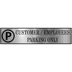 Parking Signs with Self Adhesive Signboard Signage for Office, Hospitals, Colleges, Supermarket | Laser Engraved Acrylic Sheet (12 X 3 Inches) (Customer & Employees Parking, Silver)