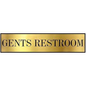 Sign Restroom Toilet Washroom ABS Plastic Self Adhesive Signboard Signage for Office, Hospitals, Colleges, Supermarket | Engraved Golden Acrylic Sheet (12 X 3 Inches) (Gents Restroom) (Gold)