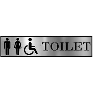 Customized Sign Board For Restroom Toilet Washroom With Silver Acrylic | Signage for Office, Hospitals, Colleges, Supermarket | Engraved Silver Acrylic Sheet 12 X 3 Inches