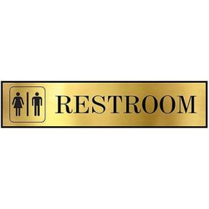 Sign Restroom Toilet Washroom ABS Plastic Self Adhesive Signboard Signage for Office, Hospitals, Colleges, Supermarket - 12x3 Inch (Gold) | Engraved Acrylic Sheet Sticker (Unisex Restroom)