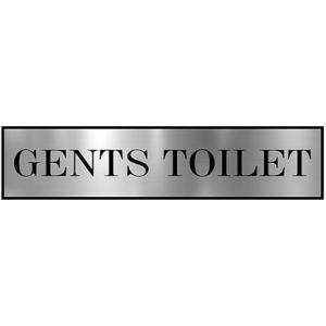 Sign Restroom Toilet Washroom ABS Plastic Self Adhesive Signboard Signage for Office, Hospitals, Colleges, Supermarket | Engraved Acrylic Sheet (12 X 3 Inches) (Gents Toilet) (Silver)