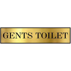 Sign Restroom Toilet Washroom ABS Plastic Self Adhesive Signboard Signage for Office, Hospitals, Colleges, Supermarket | Engraved Acrylic Sheet (12 X 3 Inches) (Gents Toilet) (Gold)