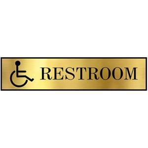 Sign Restroom Toilet Washroom ABS Plastic Self Adhesive Signboard Signage for Office, Hospitals, Supermarket | Engraved Acrylic Sheet (12 X 3 Inches) (Physically Challenged Restroom) (Gold)